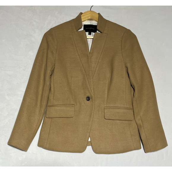 Banana Republic Blazer Jacket Womens 2 Camel Tan Inverted Cutaway Collar Soft - Picture 1 of 13